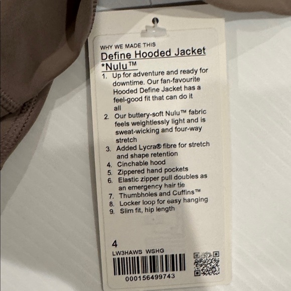 lululemon athletica Define Hooded Jacket Nulu Women’s Size 4 New with tags! - Picture 4 of 7